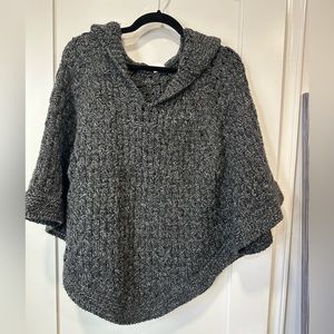 Gray Weaved Poncho Wrap